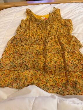 Xhilaration Yellow Floral Ruffle Mini Dress
